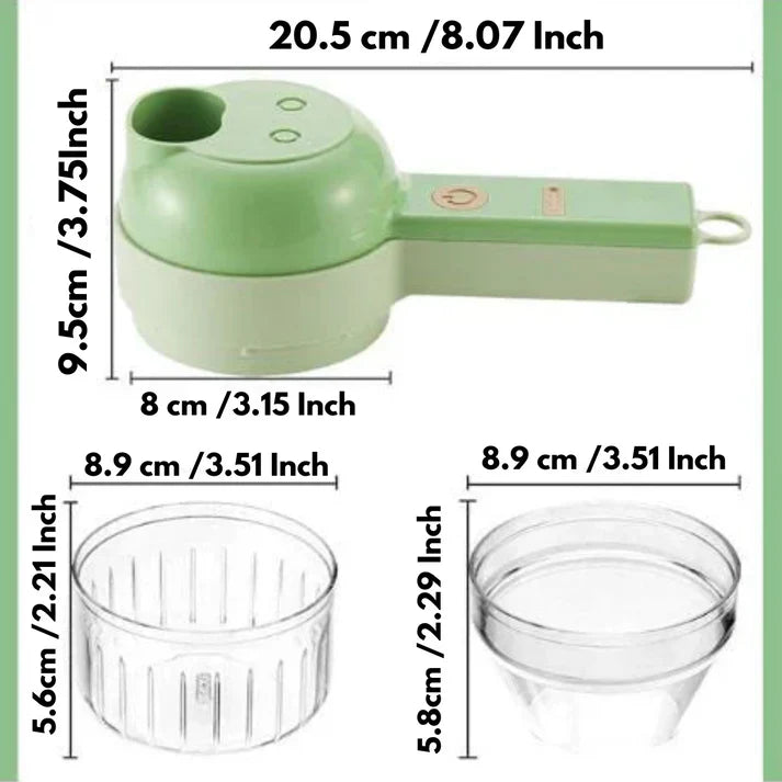 Picador de Alimentos Eléctrico Portátil Recargable 4 en 1
