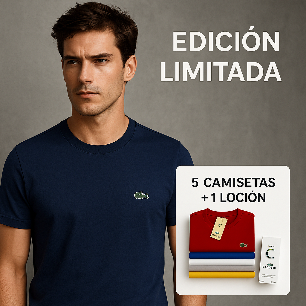 PACK X5 CAMISETAS LACOSTE + LOCION
