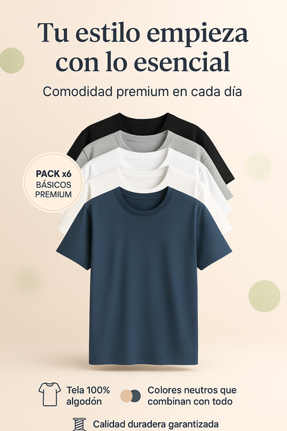 Camiseta de Algodón clásica Pack x6