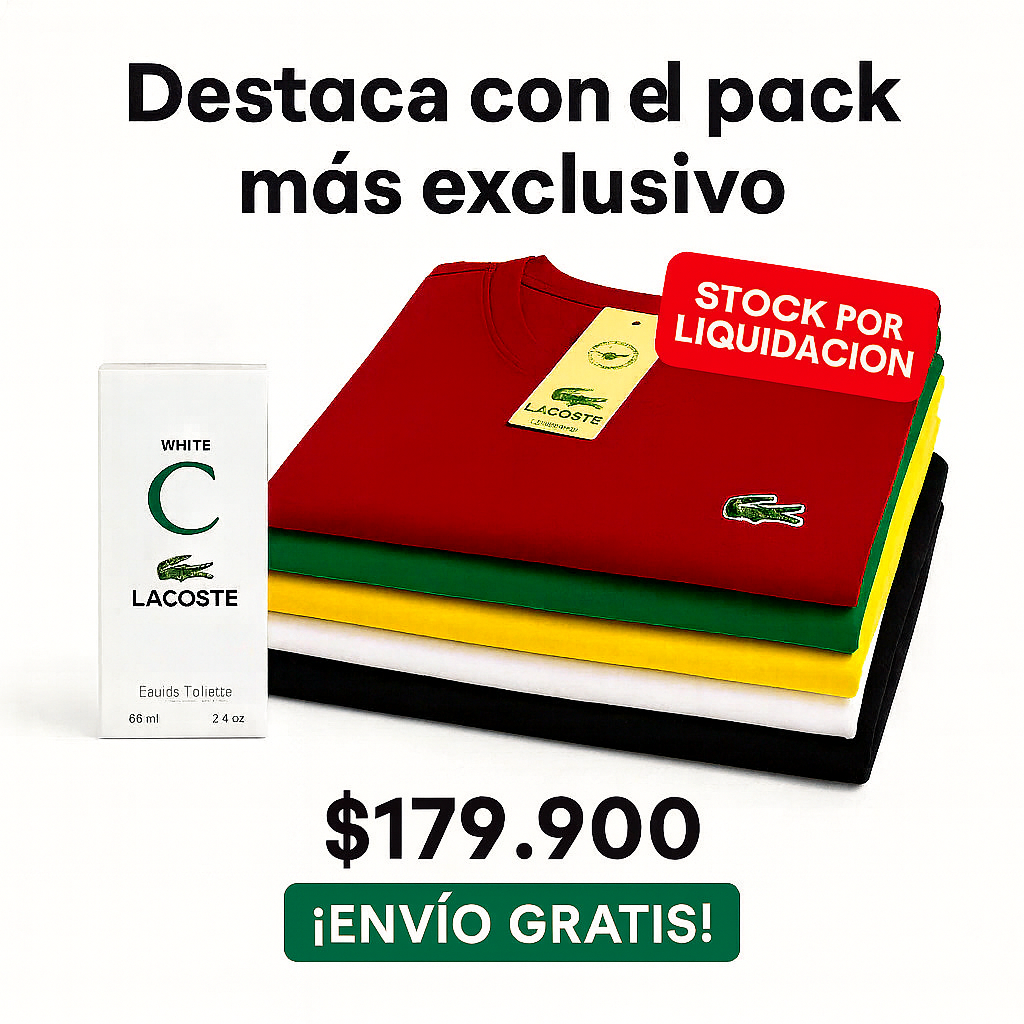 PACK X5 CAMISETAS LACOSTE + LOCION